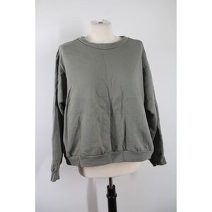 Wol Hide M Organic Cotton Fleece Easy Summer Sweatshirt Olive Green USA